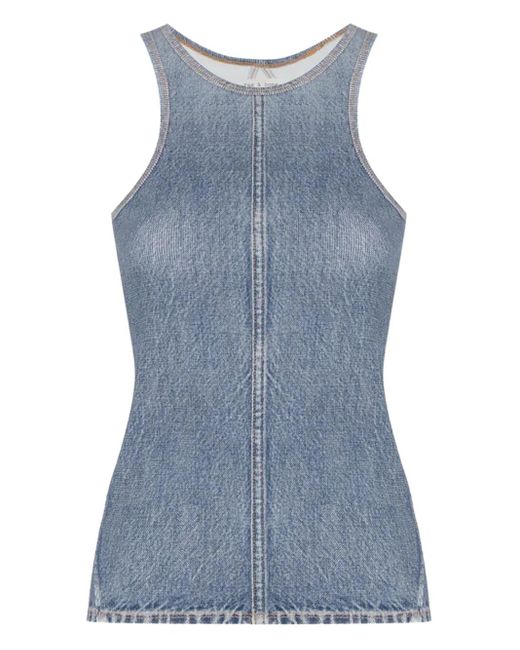 Rag & Bone Blue Denim-Effect Racerback Top