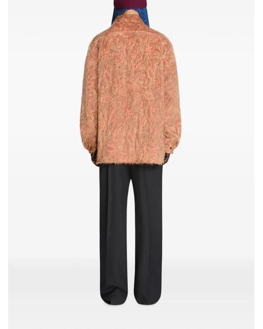 Dries Van Noten Brown Loose Embroidered Shirt for men