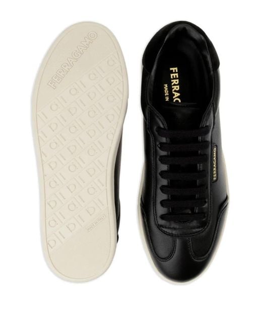 Ferragamo Black Low-Top Leather Sneakers