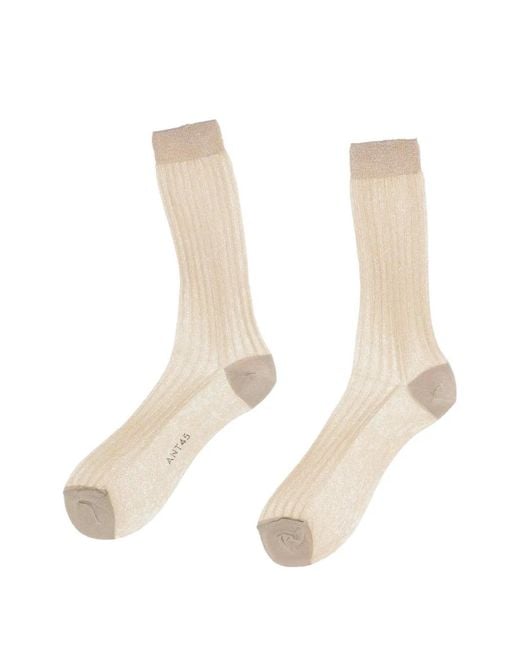 ANT45 White Ilex Ribbed Socks