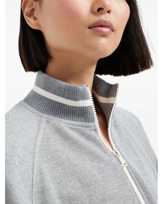 Chaqueta bómber de algodón con cremallera Brunello Cucinelli de color Gray