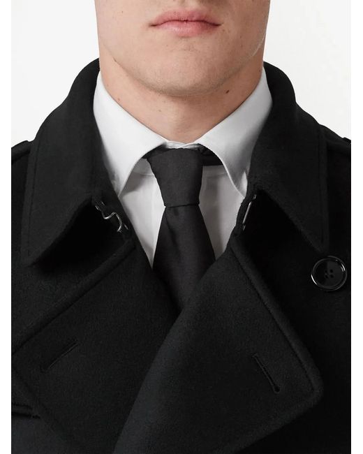 Burberry Black Cashmere Kensington Trench Coat for men