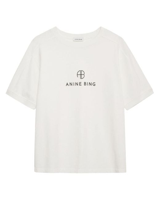 Anine Bing Katoenen T-shirt Met Logoprint in het White