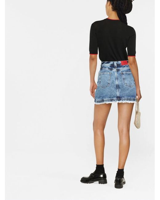 Alessandra Rich Blue Jeansrock Mit Acid-Wash-Effekt