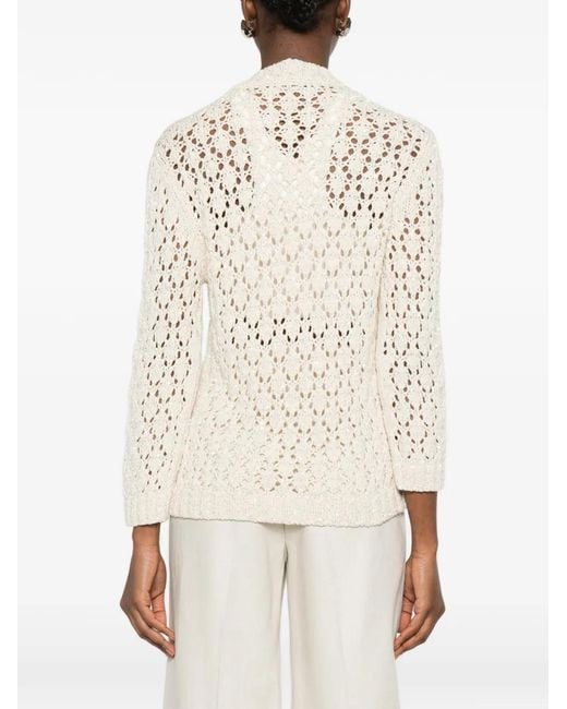 Fabiana Filippi White Cotton V-Necked Cardigan