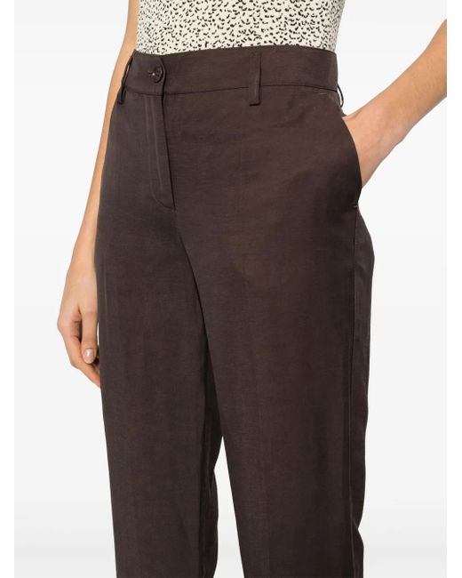 P.A.R.O.S.H. Brown High-Waist Tapered Trousers