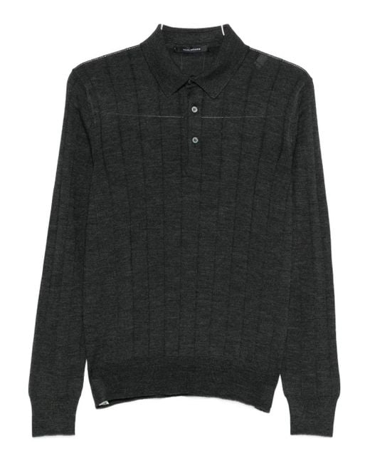 メンズ Tagliatore リブ ポロシャツ Black