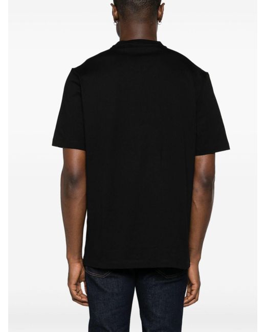 Versace Black Cotton T-shirt With Embroidered Logo for men
