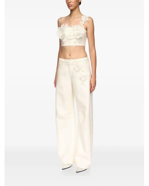 David Koma White Floral Appliqué Top