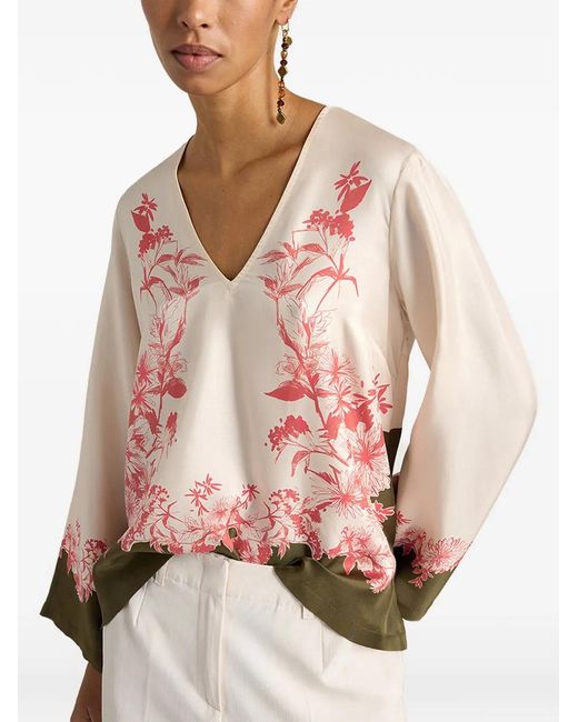Momoní Pink Long Sleeve Floral Print Blouse