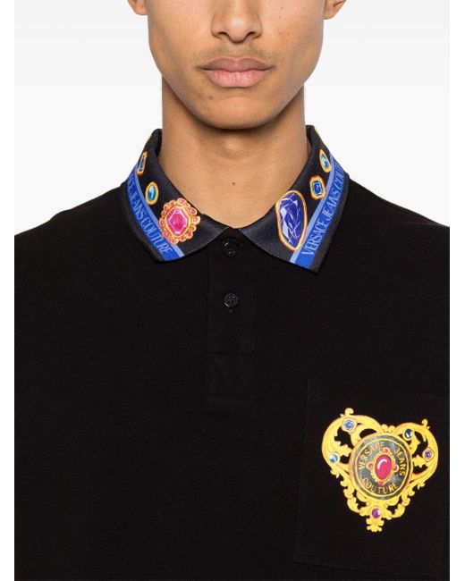 Versace Black Heart Couture Polo Shirt for men