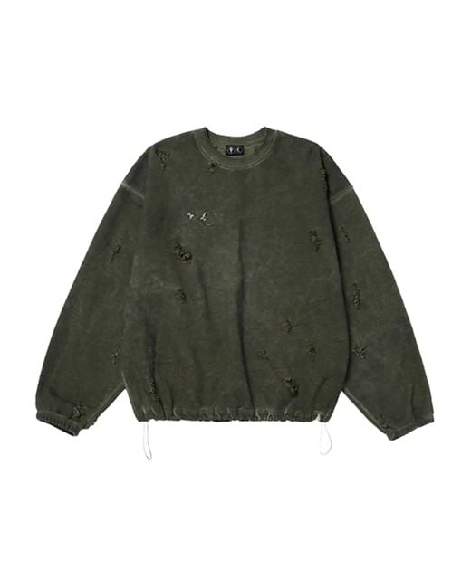 THUG CLUB Green Distressed-Effect Sweatshirt for men