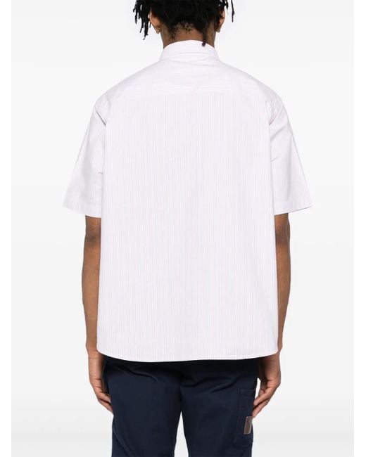 Aape By A Bathing Ape White Aapenow Moonface-Logo Striped Shirt for men