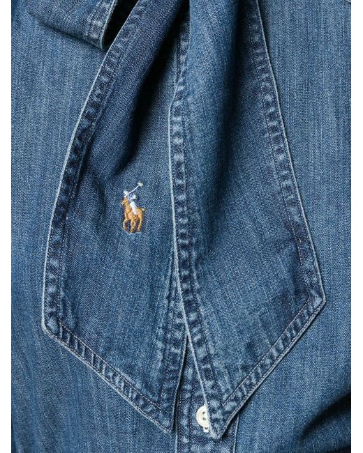 Chemise en jean à col lavallière Polo Ralph Lauren en coloris Bleu | Lyst