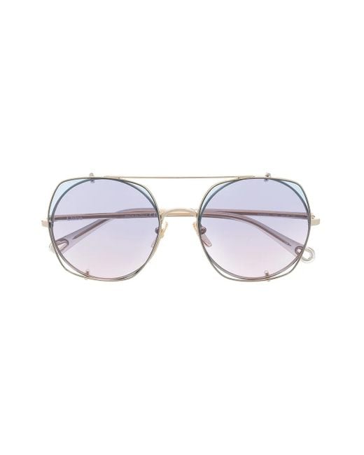 Chloé Metallic Demi Convertible Gradient Sunglasses