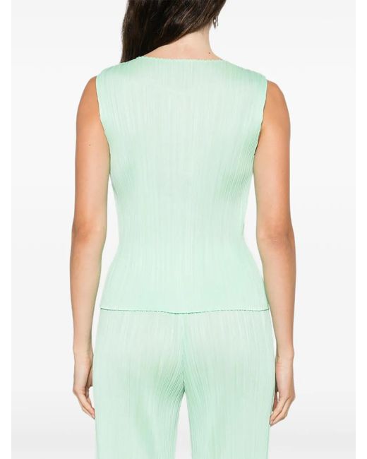 Pleats Please Issey Miyake Green Monthly Colors May Pleated Sleeveless Top