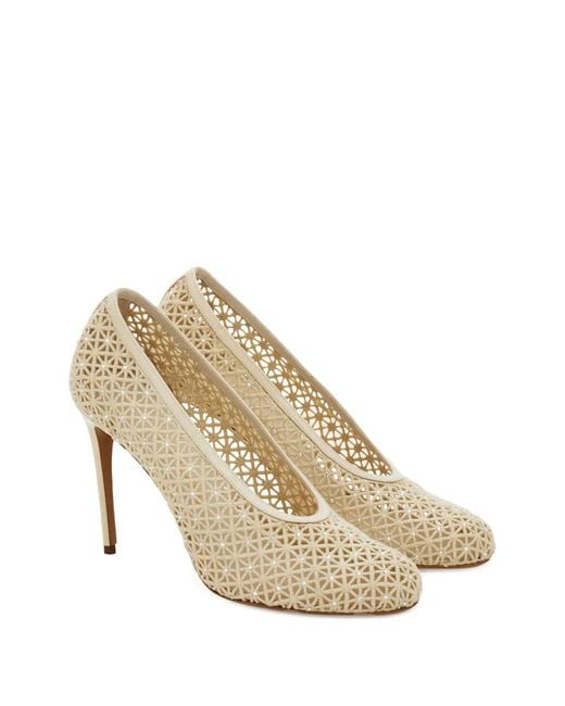 Ferragamo Natural Macramé Pumps