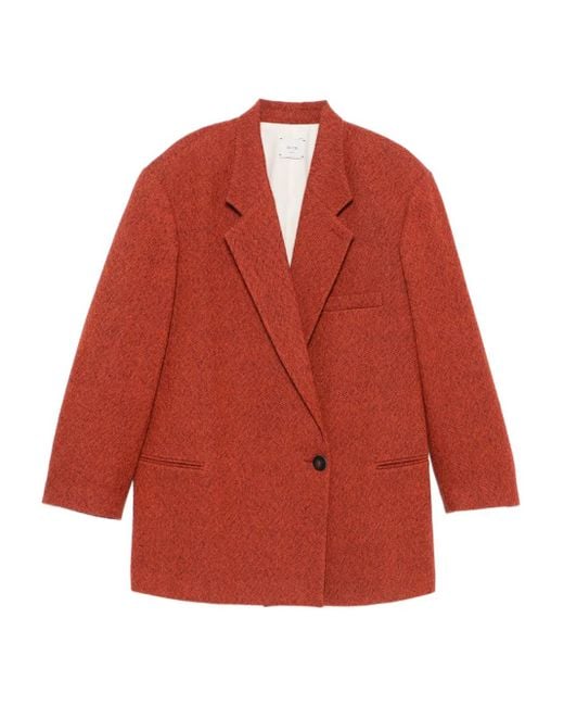 Alysi Red Single-Button Wool Coat