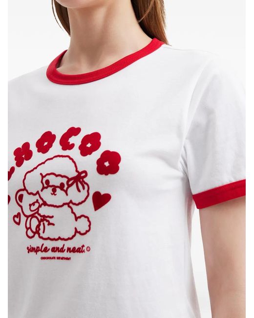 Chocoolate Pink T-Shirt En Coton À Détail Graphique