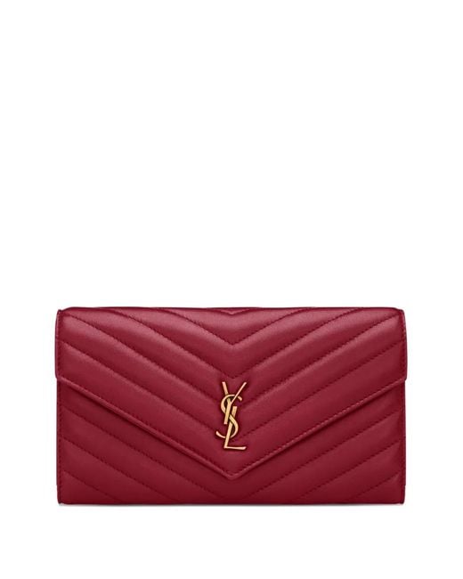 Saint Laurent Red Cassandre Matelassé Wallet