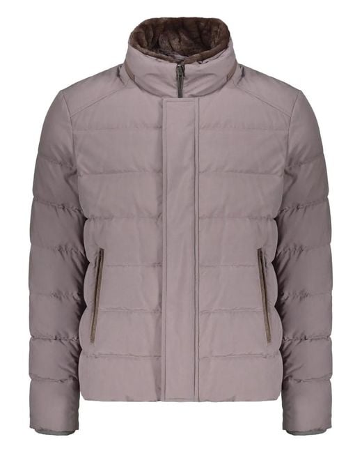 Herno Brown Zip Quilted Jacket for men