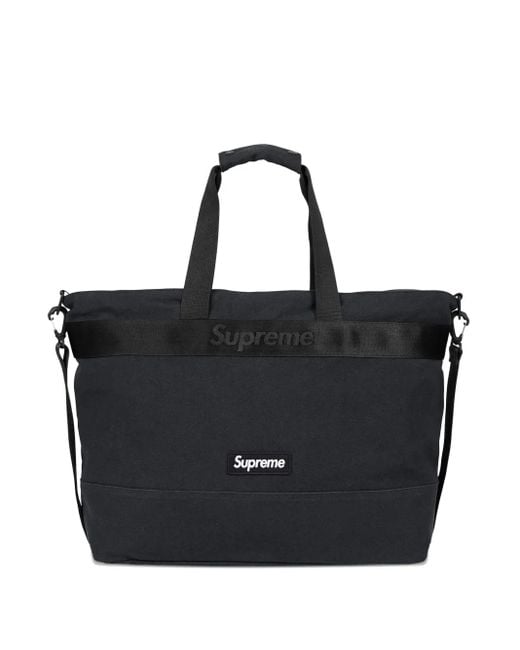 メンズ Supreme ロゴプレート ハンドバッグ Black