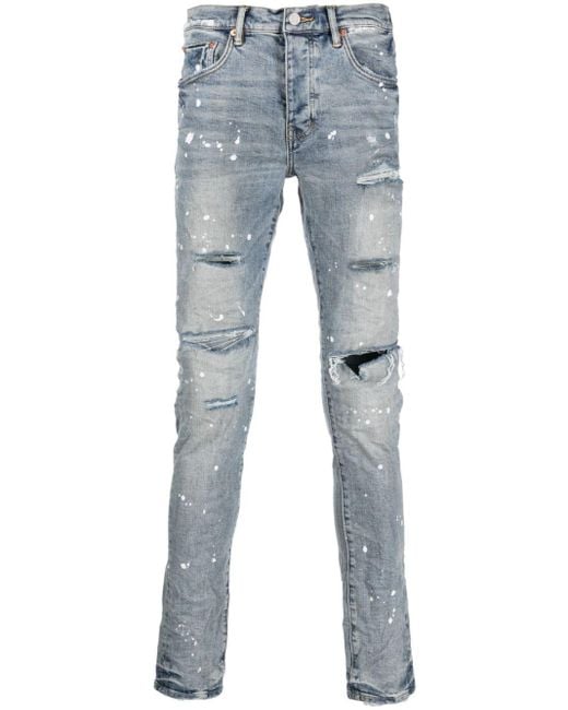 Purple Brand Blue Ripped-detail Mid-rise Jeans for men