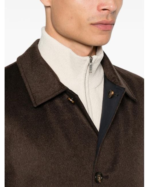 KIRED Brown Manteau En Cachemire À Simple Boutonnage for men