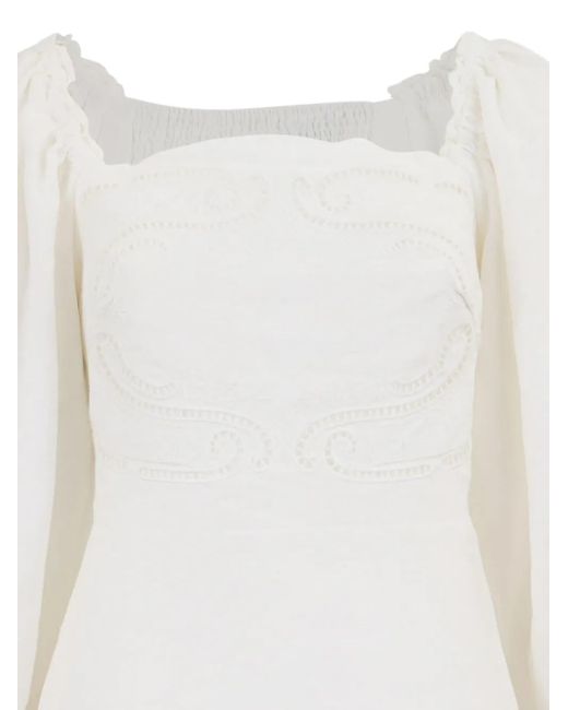 Abito Corto Con Ricamo E Maniche A Palloncino di Farm Rio in White