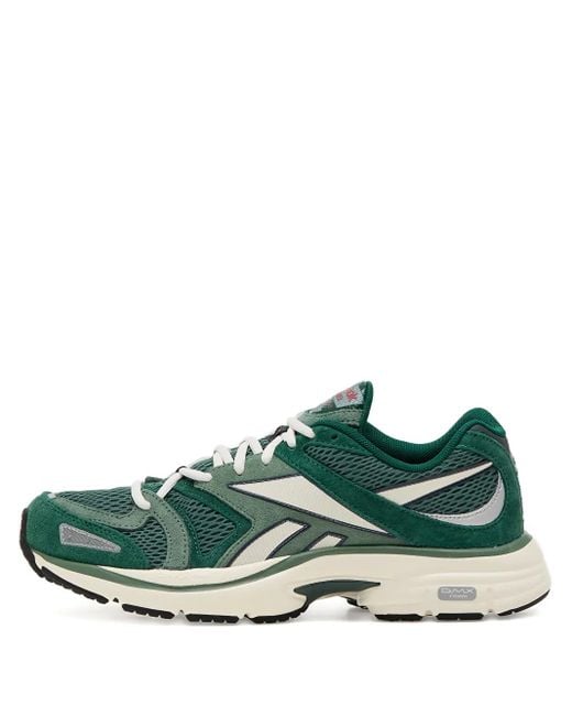 Reebok Green Suede-Panel Mesh Sneakers