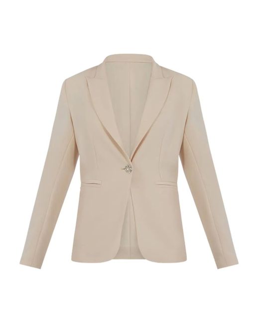 SIMONA CORSELLINI Blazer Met Enkele Rij Knopen in het Natural