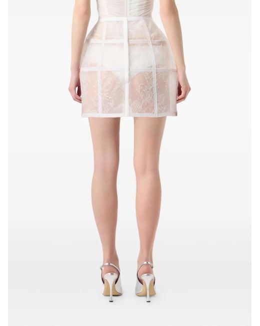 Blumarine White Lace-Panelled Mini Skirt