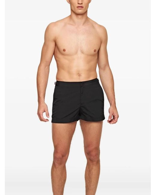 Orlebar Brown Black Springer Buckle-Detail Swim Shorts for men