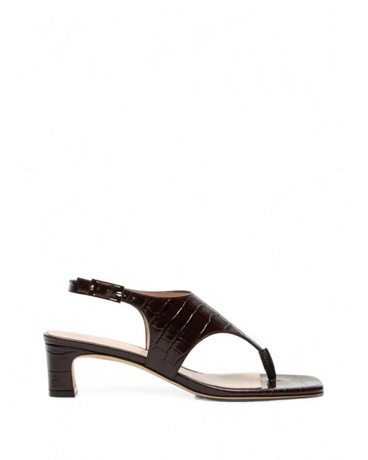 Stuart Weitzman Brown Baby Babette Crocodile-Effect Sandals