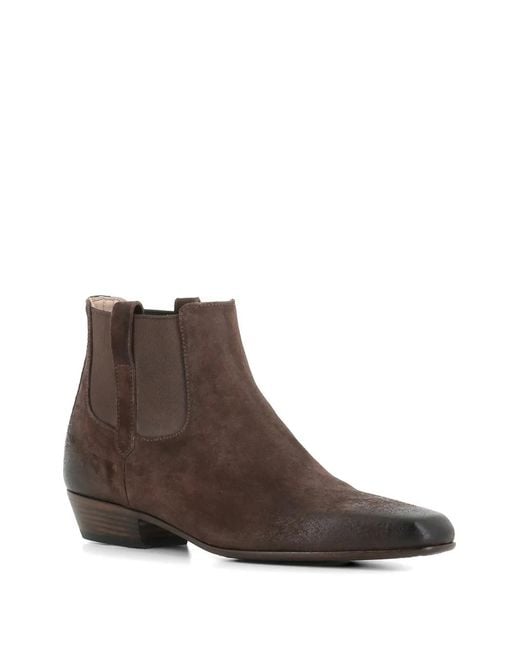 Pantanetti Brown Bottines En Cuir À Bout Pointu