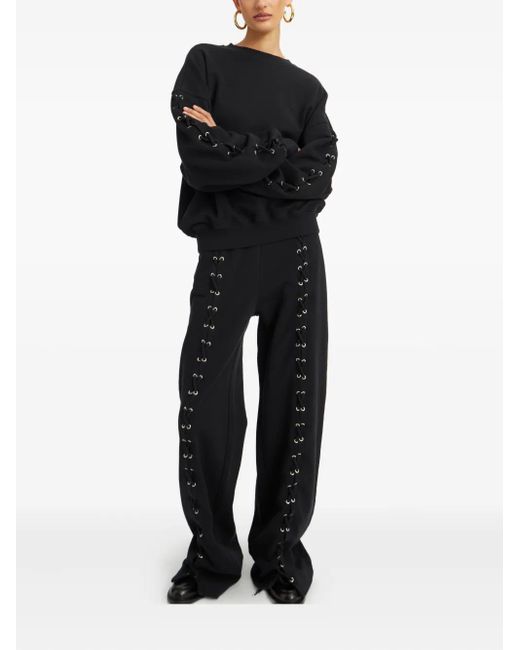 ROTATE BIRGER CHRISTENSEN Black Lace-Up Detail Track Pants