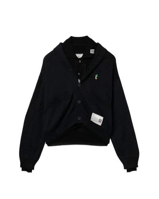 Maison Mihara Yasuhiro Black Cardigan Im Layering-Look