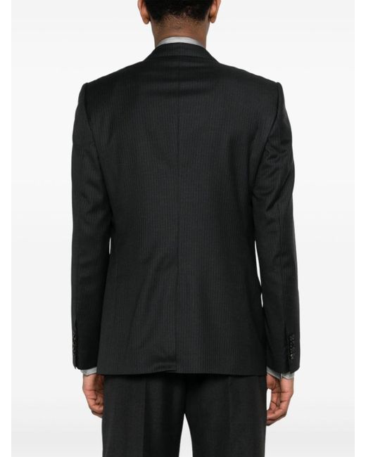 Blazer en laine vierge à fines rayures Dolce & Gabbana pour homme en coloris Black