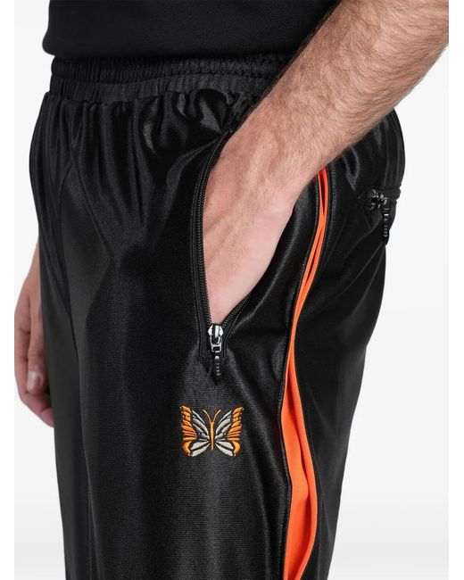 Needles Black Side-Stripe Track Pants for men
