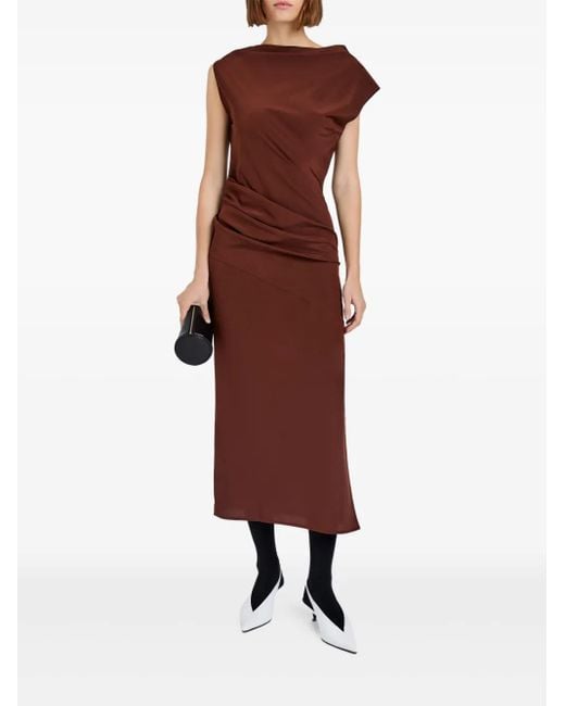 Proenza Schouler Purple Draped Cowl-Neck Midi Day Dress