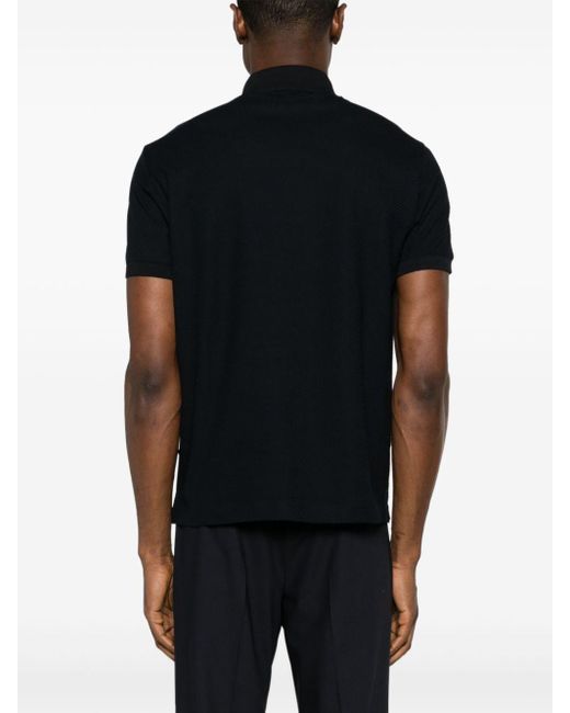 Emporio Armani Black Stripe-jacquard Cotton Polo Shirt for men