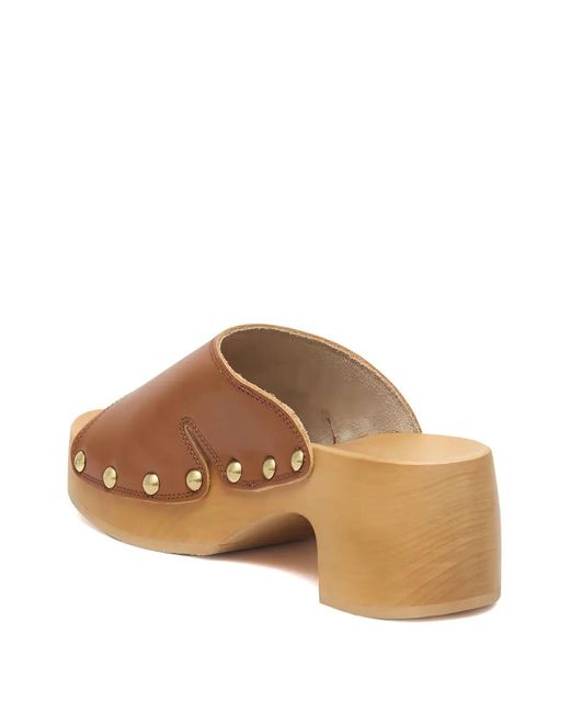 Scholl Brown Studded Leather Sandals