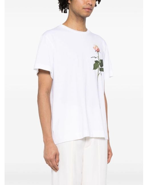 Simone Rocha White Rose-print Cotton T-shirt