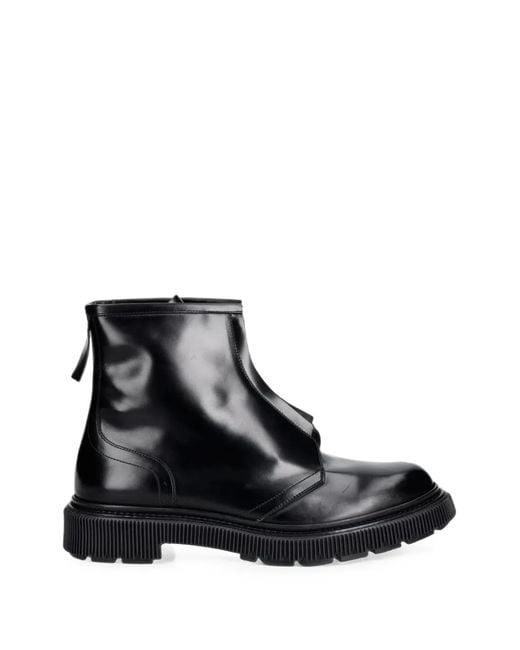 Adieu Black Front-Zip Ankle Boots for men