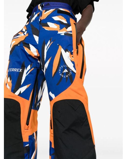 Adidas By Stella McCartney Blue Abstract-Print Panelled Track Pants