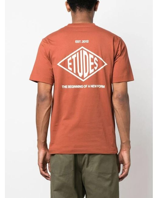 メンズ Etudes Studio ロゴ Tシャツ Orange
