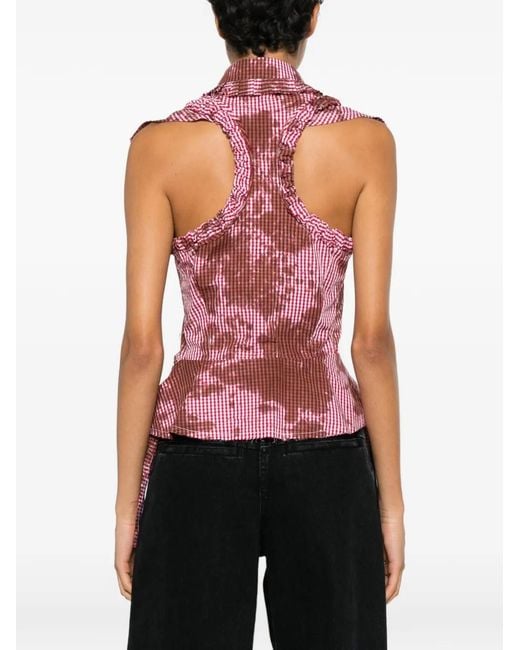 OTTOLINGER Red Ruched Ruffled Blouse