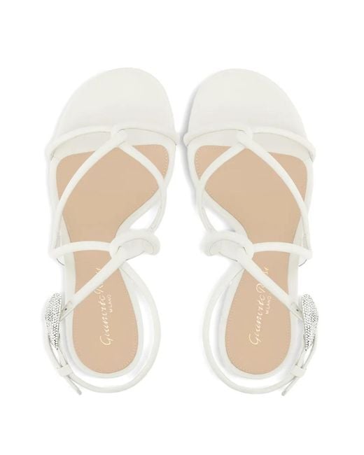 Gianvito Rossi White Jungle Mamba Crystal-Embellished Leather Sandals