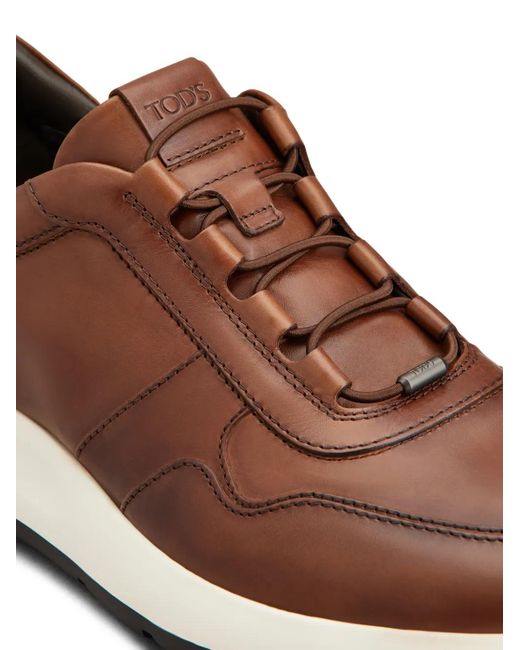 Tod's Brown Elasticated-Lace Sneakers for men