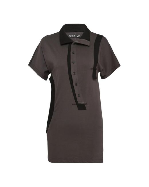 OPEN YY Black Polo À Boutonnière Incurvée